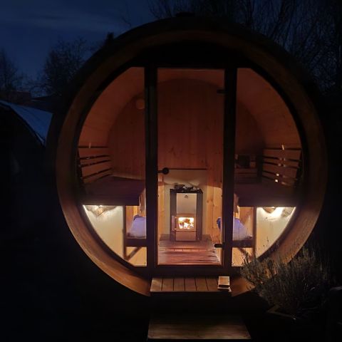 Barrelsauna met glaswand
